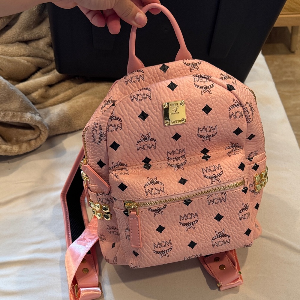 MCM Blush Pink Logo Backpack